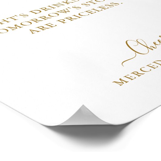 Elegant Open Bar Gold Script Persoonlijk Weddensch Poster (Hoek)
