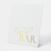 Elegant Open Bar Gold Wedding Pedestal Sign Reclamebord Met Voetstuk (Voorkant)