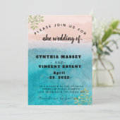 Elegant open zee en sky bruiloft in de strandmodus kaart (Staand voorkant)