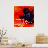 Elegant oppy Flower Quote Grateful Heart Poster (Keuken)