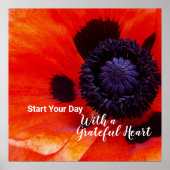 Elegant oppy Flower Quote Grateful Heart Poster (Voorkant)