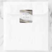Elegant Opulence Black en Gold Wedding Vierkante Sticker (Tas)