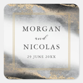 Elegant Opulence Black en Gold Wedding Vierkante Sticker