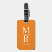 Elegant Oranbge Monogram  Bagagelabel (Voorkant verticaal)