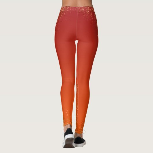 Elegant Orang Yellow Glitter Pattern Leggings (Achterkant)