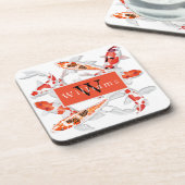 Elegant Orange And White Koi Fish Bier Onderzetter (Linkerzijde)