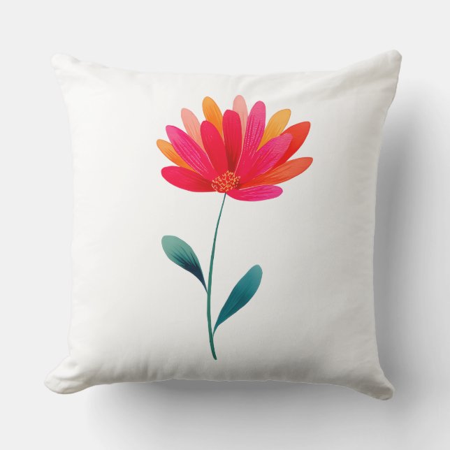 Elegant Orange Floral Botanical Throw Pillow Kussen (Voorkant)