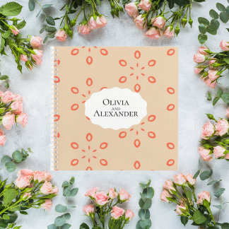 Elegant Orange Floral Wedding Guest Book Notitieboek