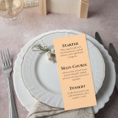 Elegant Orange Floral Wedding Menu Card