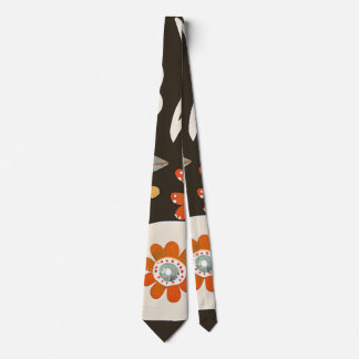 Elegant Orange Flower Pattern Tie Stropdas