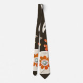 Elegant Orange Flower Pattern Tie Stropdas (Achterkant)