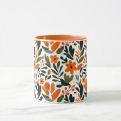 Elegant Orange Flowers Spring Botanical Pattern Mok (Midden)