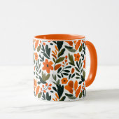 Elegant Orange Flowers Spring Botanical Pattern Mok (Voorkant rechts)