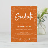 Elegant Orange Graduate Math Photo Graduation Kaart (Staand voorkant)