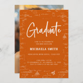 Elegant Orange Graduate Math Photo Graduation Kaart (Voorkant / Achterkant)