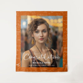 Elegant Orange Math Congratulations Photo Graduate Wandkleed