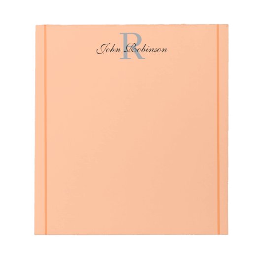 Elegant Orange Monogram Notepad Notitieblok (Voorkant)