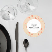 Elegant Orange Pattern Wedding Coaster Ronde Kartonnen Onderzetter