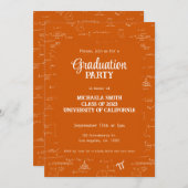 Elegant Orange Script Math Graduation Kaart (Voorkant / Achterkant)