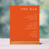 Elegant Orange Serif Bar Menu Acryl Bord (Neutraal)