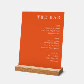 Elegant Orange Serif Bar Menu Acryl Bord (Hoek)