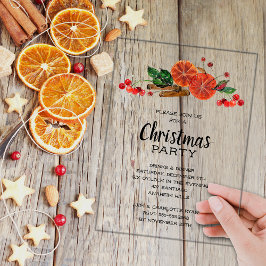 Elegant Orange Slices and Cinnamon Christmas Acryl Uitnodigingen