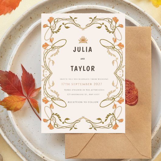 Elegant Orange Wedding Invitation – Soft Modern De Kaart