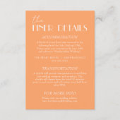 Elegant Orange White Stylish Wedding Details Informatiekaartje (Voorkant)