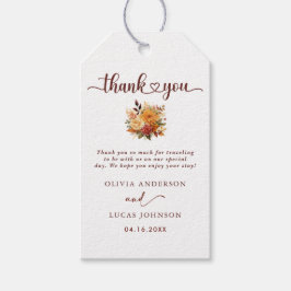 Elegant Oranje Bloem Frame Bruiloft Bedankt  Cadeaulabel