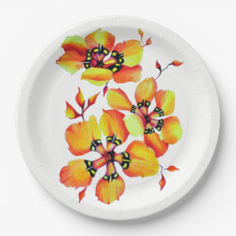 Elegant Oranje bloemen - Pas uw eigen bloemen aan Papieren Bordje