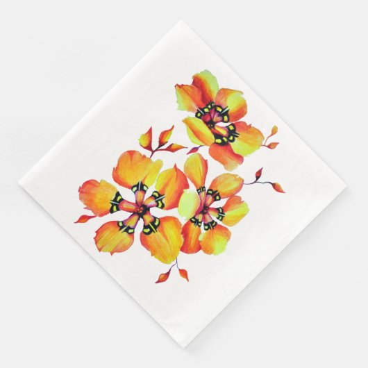 Elegant Oranje bloemen - Pas uw eigen bloemen aan Servetten (Hoek)