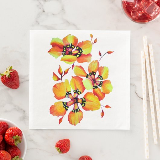 Elegant Oranje bloemen - Pas uw eigen bloemen aan Servetten (Insitu)