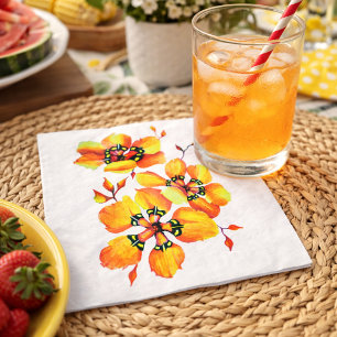 Elegant Oranje bloemen - Pas uw eigen bloemen aan Servetten