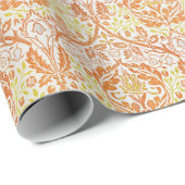 Elegant Oranje bloemmotief Cadeaupapier (Rol Hoek)
