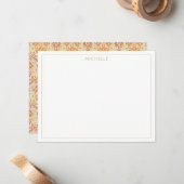 Elegant Oranje bloemmotief Notitiekaartje (Voorkant / Achterkant in situ)