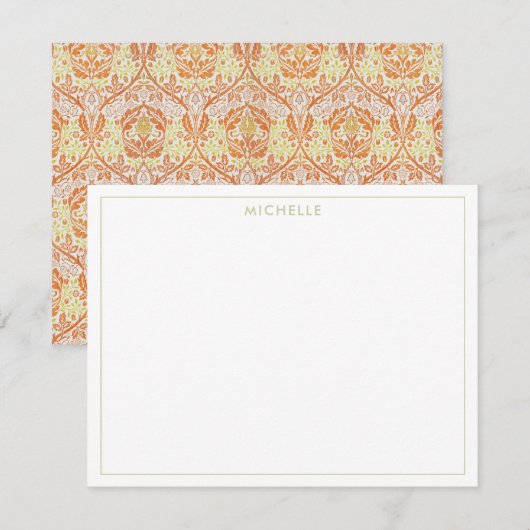 Elegant Oranje bloemmotief Notitiekaartje (Voorkant / Achterkant)