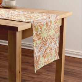 Elegant Oranje Bloempatroon Korte Tafelloper