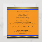 Elegant Oranje Blue Damask Birthday Party Kaart (Achterkant)