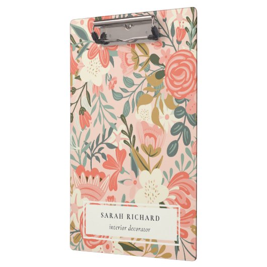 Elegant Oranje Blush Peach Green Ambrosia Floral Klembord (Links)