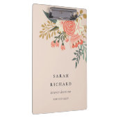 Elegant Oranje Blush Peach Green Ambrosia Floral Klembord (Rechts)