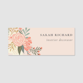 Elegant Oranje Blush Peach Green Ambrosia Floral Naamplaatje