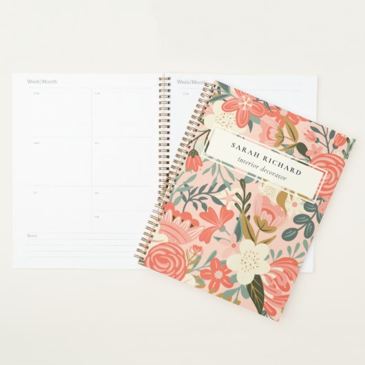 Elegant Oranje Blush Peach Green Ambrosia Floral Planner (Display)