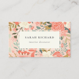 Elegant Oranje Blush Pink Green Ambrosia Floral Visitekaartje