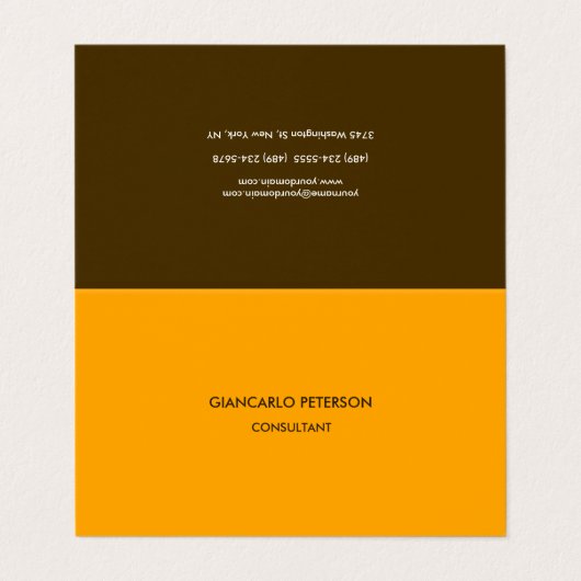 Elegant Oranje bruin minimalistisch professioneel Visitekaartje (Buitenkant ongevouwen)