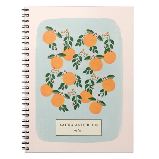 Elegant Oranje Citrus Personalized Notitieboek (Voorkant)