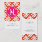 Elegant Oranje Damask gepersonaliseerd Visitekaartje (Voorkant / Achterkant)