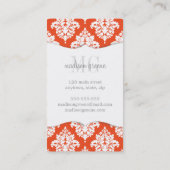 Elegant Oranje Damask gepersonaliseerd Visitekaartje (Achterkant)