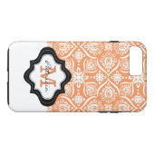 Elegant Oranje Damask Pattern Custom Monogram [3] Case-Mate iPhone Case (Achterkant (Horizontaal))