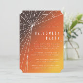 Elegant Oranje Diamond Spider Web Halloween Party Kaart (Staand voorkant)