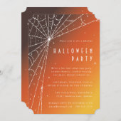 Elegant Oranje Diamond Spider Web Halloween Party Kaart (Voorkant / Achterkant)